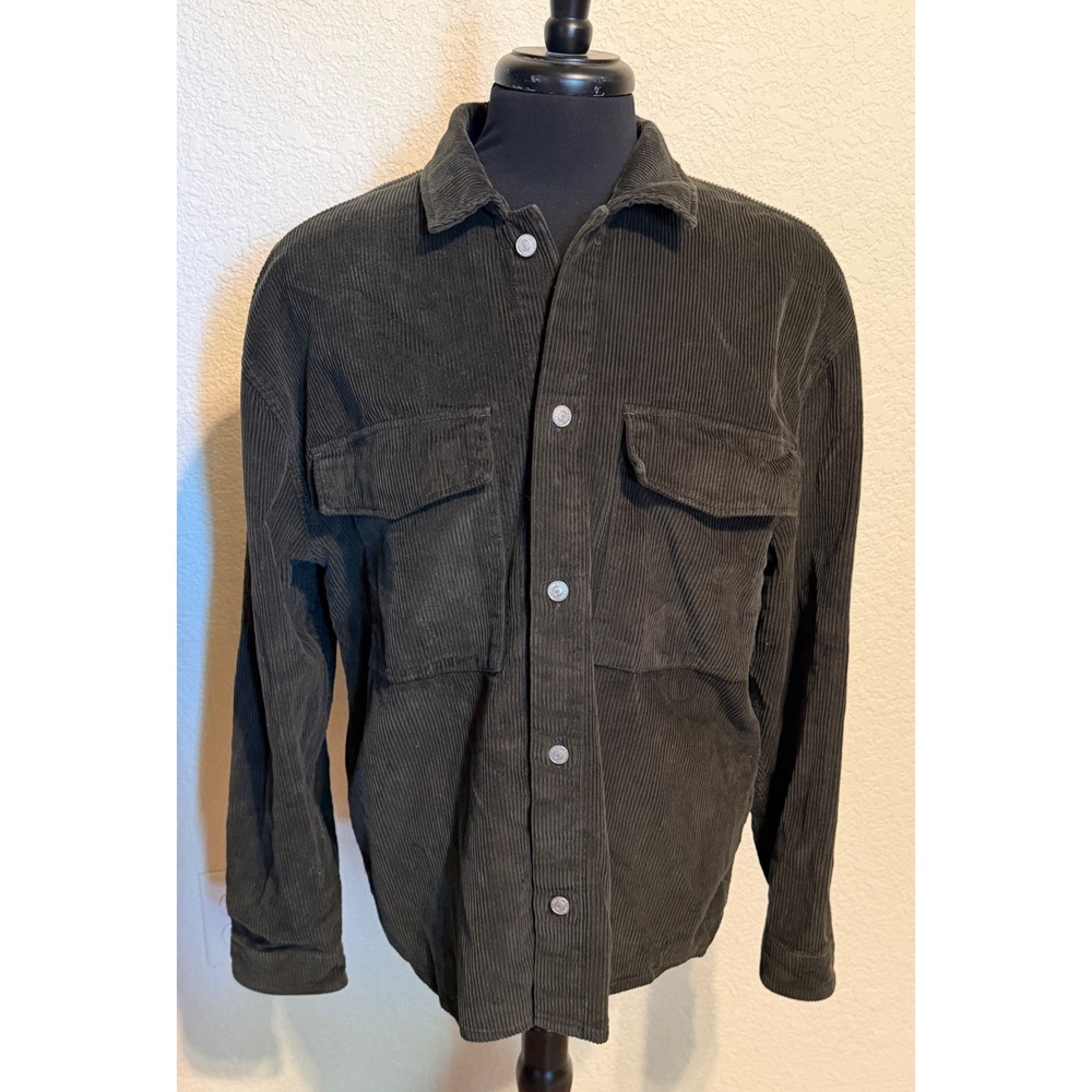 Abercrombie & Fitch Mens Corduroy Shirt Jacket Olive Green Large Workwear